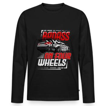 Badass sur quatre roues pour un passionné de voiture - T-shirt manches longues Premium bio Homme - noir - Devant - Nico (187cm)
