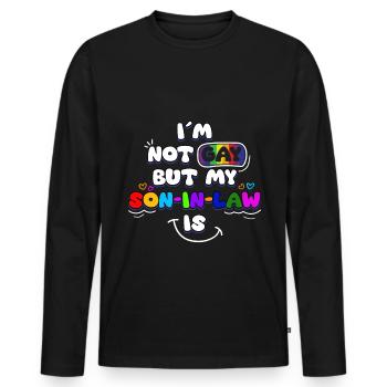 Je ne suis pas gay, mais mon gendre l’est - T-shirt manches longues Premium bio Homme - noir - Devant - Nico (187cm)