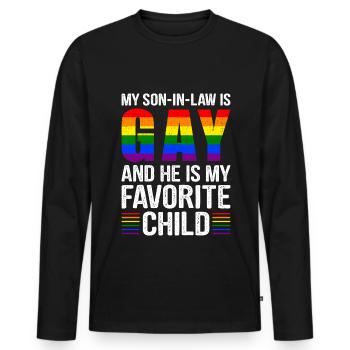 Mon gendre est gay et je l’aime - T-shirt manches longues Premium bio Homme - noir - Devant - Nico (187cm)