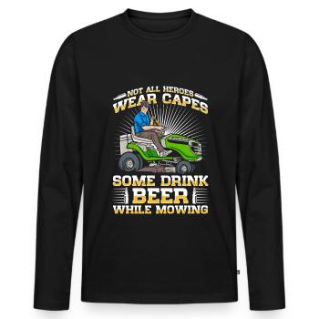 Lawn mowing, lawn mowers, gardeners, gardening - Men's Premium Organic Long Sleeve Shirt - black - Front - Nico (187cm)