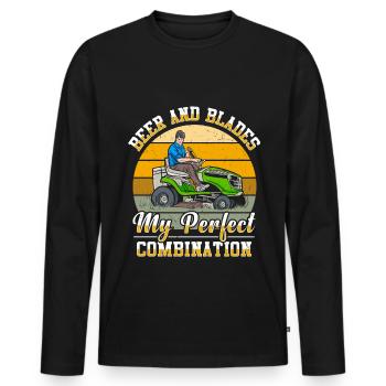 Rasenmähen Rasenmäher Gärtner Gartenarbeit - Männer Premium Bio Langarmshirt - Schwarz - Vorne - Nico (187cm)