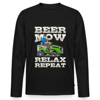 Lawn mowing, lawn mowers, gardeners, gardening - Men's Premium Organic Long Sleeve Shirt - black - Front - Nico (187cm)