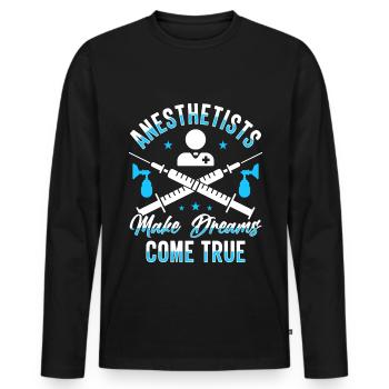 Anesthésiste Anesthésiste Anesthésiologie Anesthésiste - T-shirt manches longues Premium bio Homme - noir - Devant - Nico (187cm)