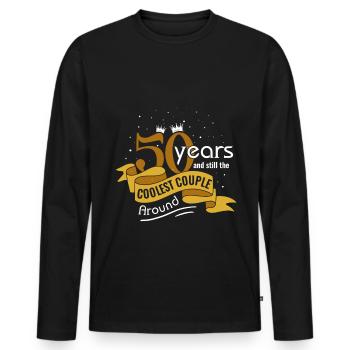 50. Anniversaire de mariage Mari Femme Relation de mariage - T-shirt manches longues Premium bio Homme - noir - Devant - Nico (187cm)