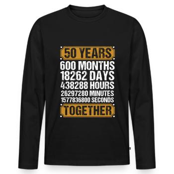 50. Anniversaire de mariage Mari Femme Relation de mariage - T-shirt manches longues Premium bio Homme - noir - Devant - Nico (187cm)