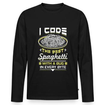 Computer programming - Men's Premium Organic Long Sleeve Shirt - black - Front - Nico (187cm)