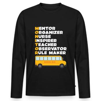 School Bus Monitor Bus Attendant School Transport - Men's Premium Organic Long Sleeve Shirt - black - Front - Nico (187cm)