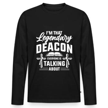 Église Diacre Religion Foi chrétienne Église - T-shirt manches longues Premium bio Homme - noir - Devant - Nico (187cm)
