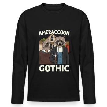 Art Lover Raccoon Animal Trash Panda - Men's Premium Organic Long Sleeve Shirt - black - Front - Nico (187cm)