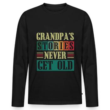Best Grandpa Ever, Grandfather, Gramps, - Men's Premium Organic Long Sleeve Shirt - black - Front - Nico (187cm)