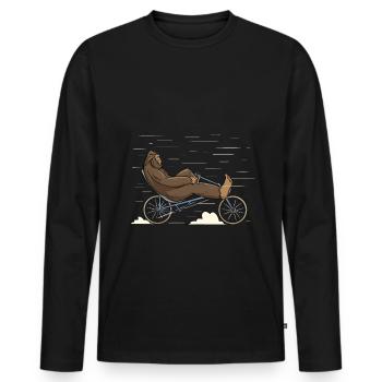 Bigfoot Vélo couché Cycliste Pédalier Cyclisme - T-shirt manches longues Premium bio Homme - noir - Devant - Nico (187cm)