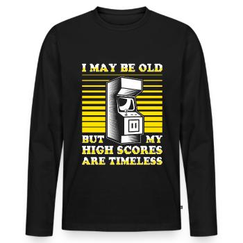 Video Players Retro Gamer Gaming Classic 80s - Men's Premium Organic Long Sleeve Shirt - black - Front - Nico (187cm)