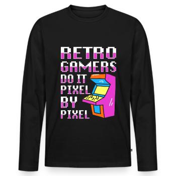 Video Players Retro Gamer Gaming Classic 80s - Men's Premium Organic Long Sleeve Shirt - black - Front - Nico (187cm)