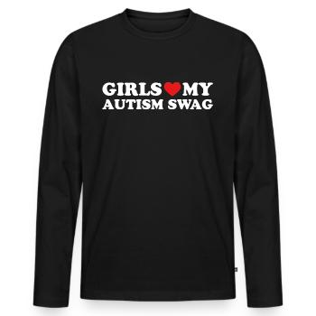 Girls Love My Autism Swag - Männer Premium Bio Langarmshirt - Schwarz - Vorne - Nico (187cm)