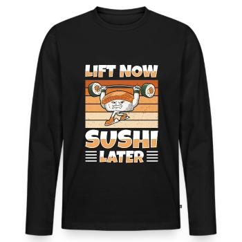 Cuisine japonaise Sushi Lovers Bodybuilders - T-shirt manches longues Premium bio Homme - noir - Devant - Nico (187cm)