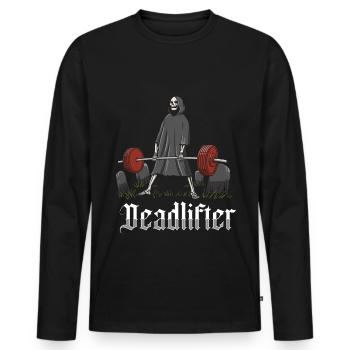 Deadlifter Skeleton Bodybuilding Fitness Workout - T-shirt manches longues Premium bio Homme - noir - Devant - Nico (187cm)