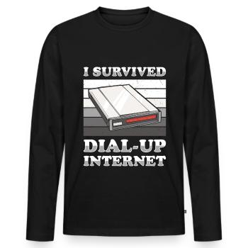 90er Jahre Nostalgie Retro 90er Jahre Dial Up - Männer Premium Bio Langarmshirt - Schwarz - Vorne - Nico (187cm)