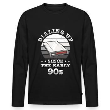 90er Nostalgie Retro 90er Einwahl Internet Vintage - Männer Premium Bio Langarmshirt - Schwarz - Vorne - Nico (187cm)