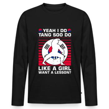 Tang so Do Gift - Men's Premium Organic Long Sleeve Shirt - black - Front - Nico (187cm)