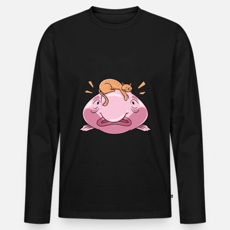 Blobfisch - Männer Premium Bio Langarmshirt - Schwarz