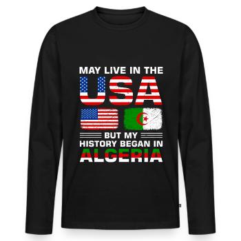 Usa flag America Algeria flag Algerian - Men's Premium Organic Long Sleeve Shirt - black - Front - Nico (187cm)