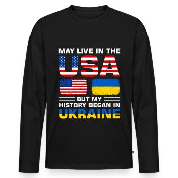 USA flag America Senegalese flag - Men's Premium Organic Long Sleeve Shirt - black - Front - Nico (187cm)