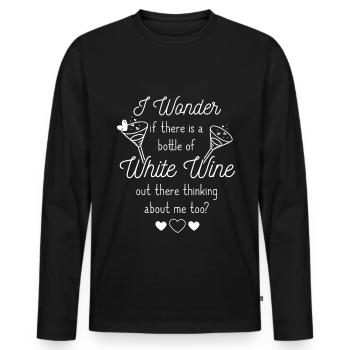 Vin blanc Sauvignon Blanc Vin Buveur de vin - T-shirt manches longues Premium bio Homme - noir - Devant - Nico (187cm)