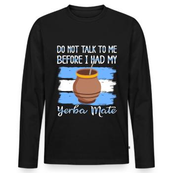 Drapeau de l’Argentine Thé yerba maté argentin - T-shirt manches longues Premium bio Homme - noir - Devant - Nico (187cm)