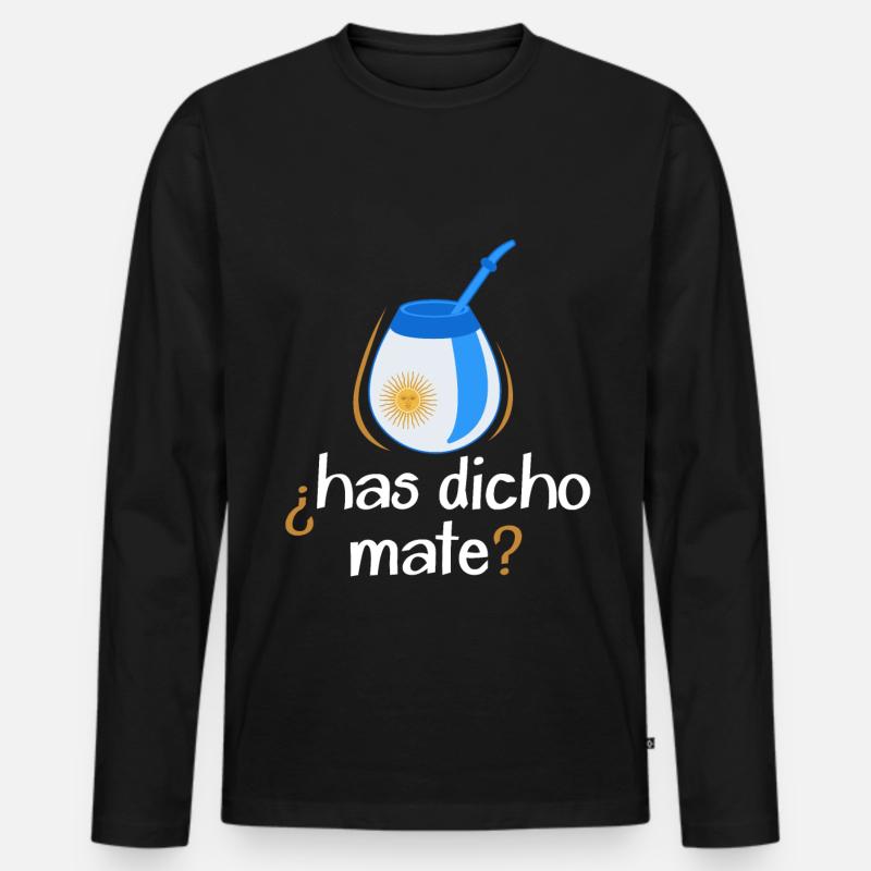 Argentinien-Flagge Argentinischer Yerba Mate Tee - Männer Premium Bio Langarmshirt - Schwarz