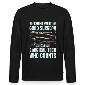 Scrub Tech Surgical Technician Surgical Technologist - Men's Premium Organic Long Sleeve Shirt - black - Front - Nico (187cm)
