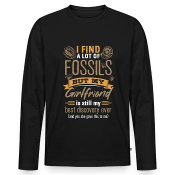 Fossils, paleontologist, fossil collector, - Men's Premium Organic Long Sleeve Shirt - black - Front - Nico (187cm)