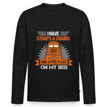 LKW Flachbettmaschine Frachtfahrzeug - Männer Premium Bio Langarmshirt - Schwarz - Vorne - Nico (187cm)