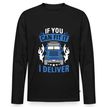LKW Flachbettmaschine Frachtfahrzeug - Männer Premium Bio Langarmshirt - Schwarz - Vorne - Nico (187cm)
