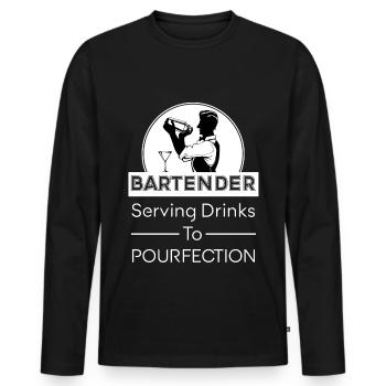 Barkeeper Mixologe Alkohol Getränke Barmann - Männer Premium Bio Langarmshirt - Schwarz - Vorne - Nico (187cm)