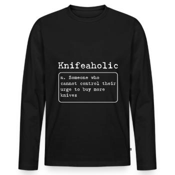 Messer Knifeaholic Knifeologist Messersammler - Männer Premium Bio Langarmshirt - Schwarz - Vorne - Nico (187cm)
