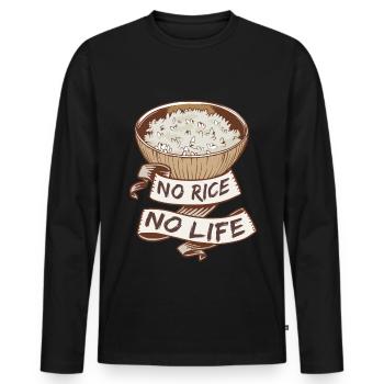 Asian Food Fried Rice Bowl - Men's Premium Organic Long Sleeve Shirt - black - Front - Nico (187cm)