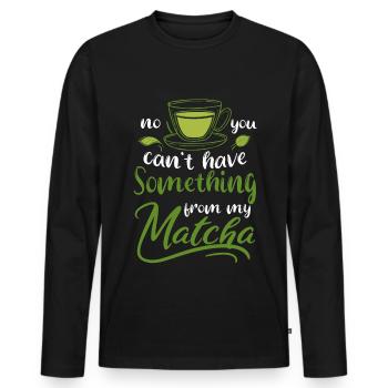 Grüntee-Liebhaber Japanischer Matcha-Latte-Drink - Männer Premium Bio Langarmshirt - Schwarz - Vorne - Nico (187cm)