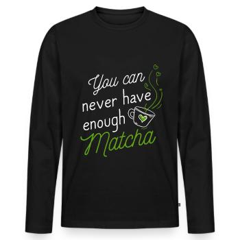 Amateur de thé vert, japonais - T-shirt manches longues Premium bio Homme - noir - Devant - Nico (187cm)