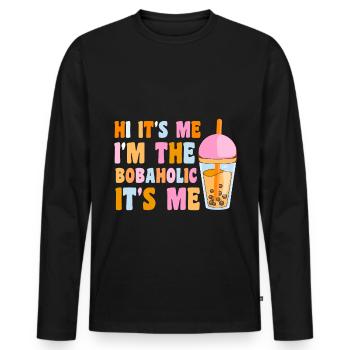 Bubble Tea Drink Pearl Milk Tea Lover Kawaii - Men's Premium Organic Long Sleeve Shirt - black - Front - Nico (187cm)