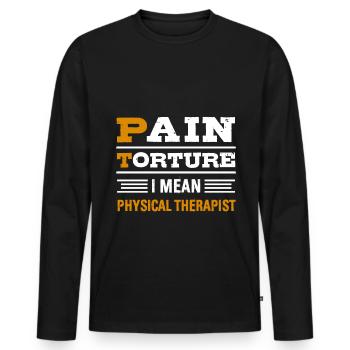 PT Physiotherapie Physiotherapeutin Job - Männer Premium Bio Langarmshirt - Schwarz - Vorne - Nico (187cm)