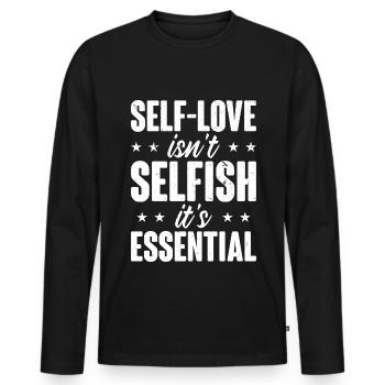 Motivation Amour de soi Positivité Je t’aime - T-shirt manches longues Premium bio Homme - noir - Devant - Nico (187cm)