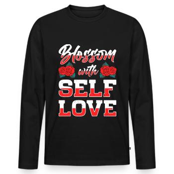 Motivation Amour de soi Positivité Je t’aime - T-shirt manches longues Premium bio Homme - noir - Devant - Nico (187cm)