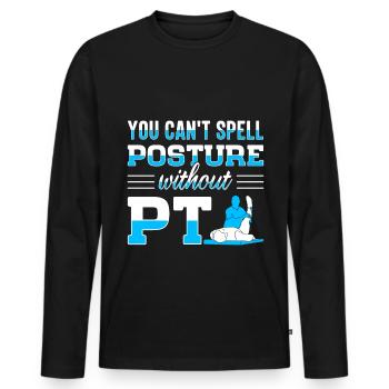 PT Physiotherapie Physiotherapeutin Job - Männer Premium Bio Langarmshirt - Schwarz - Vorne - Nico (187cm)