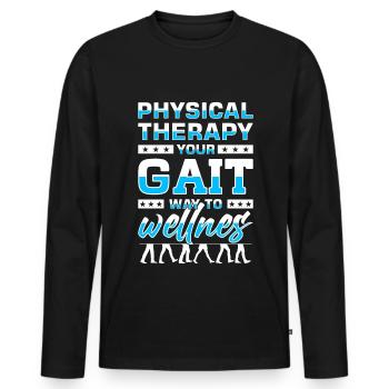 PT Physiotherapie Physiotherapeutin Job - Männer Premium Bio Langarmshirt - Schwarz - Vorne - Nico (187cm)