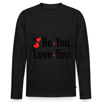 Motivation Self Love Positivity Love You - Men's Premium Organic Long Sleeve Shirt - black - Front - Nico (187cm)