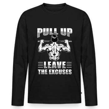 Fitness Workout Training Exercise Pull-Up - Men's Premium Organic Long Sleeve Shirt - black - Front - Nico (187cm)