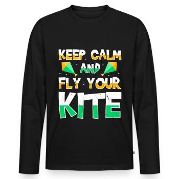 Fliege einen Drachen Hobby Wind Kiteboard Lustiges - Männer Premium Bio Langarmshirt - Schwarz - Vorne - Nico (187cm)