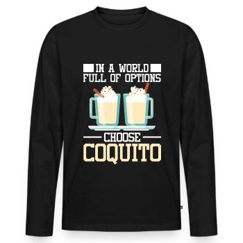 Puerto Rico Puerto-ricanischer Eierlikör - Männer Premium Bio Langarmshirt - Schwarz - Vorne - Nico (187cm)