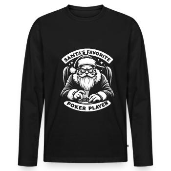 Père Noël Père Noël joueur de poker - T-shirt manches longues Premium bio Homme - noir - Devant - Nico (187cm)