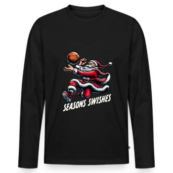 Noël Père Noël saisons Swishes - T-shirt manches longues Premium bio Homme - noir - Devant - Nico (187cm)
